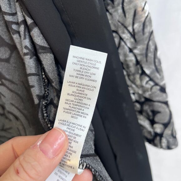 Chicos Easywear Silver Velvet Open Front Cardigan Dressy Cocktail Size 2-12/14 - Picture 10 of 11